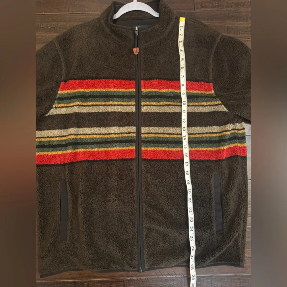 Pendleton zip up fleece jacket camp stripe outdoors winter warm fall sweater